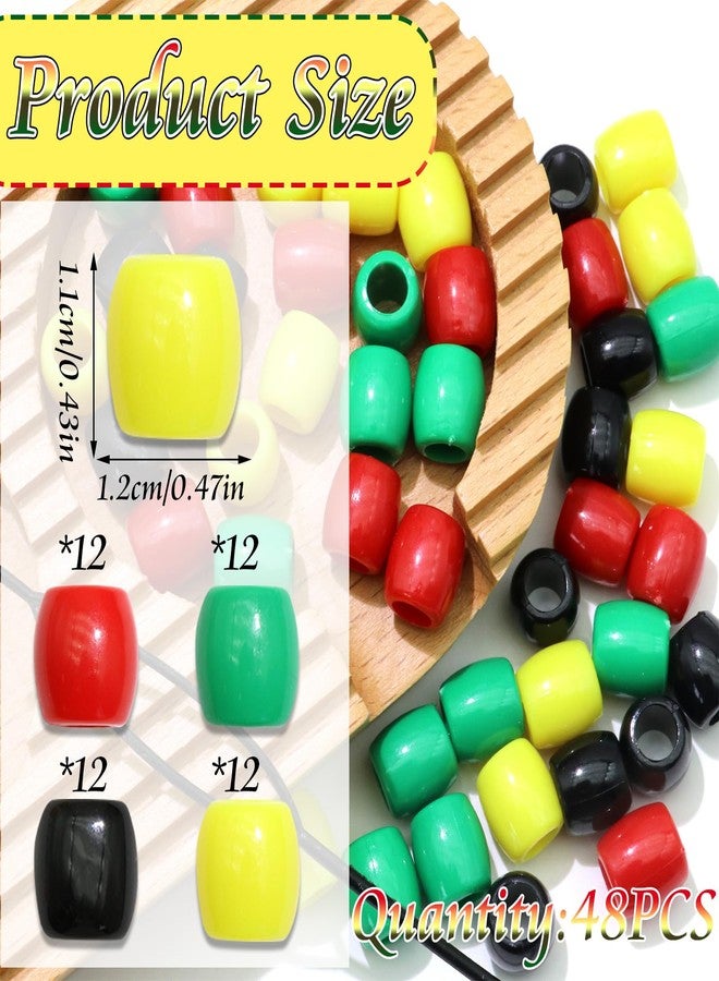 VENOFEN 48PCS Hair Beads Loc Dreadlock Jewelry 4 Colors Hair Tube Bead for Braids Acrylic Pony Bead Accessories for Kids Girls - Image 4